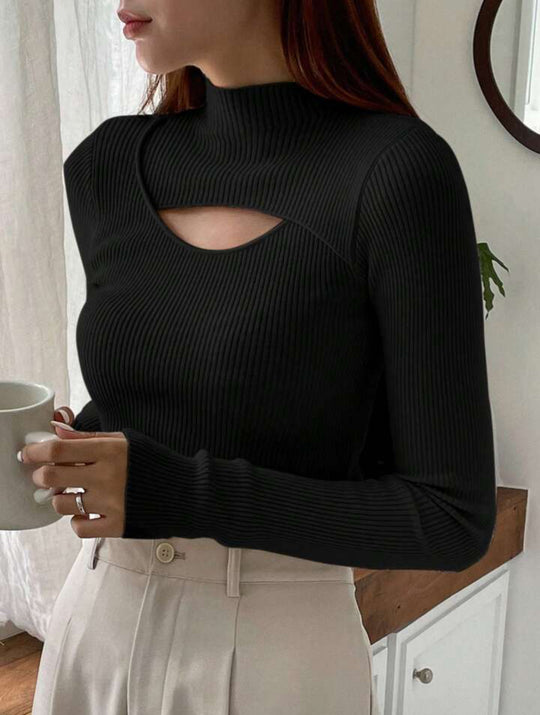 Damen Elegantes Langarm-Oberteil mit schickem Auschnitt R&B