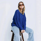 Damen Grobstrickpullover mit voluminösen Ärmeln und klassischem Zopfmuster R&B