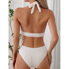 Damen Halterneck Bikini-Set mit gerüschtem Design