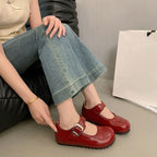 Damen elegante Mary Jane Ballerinas mit verstellbarem Riemen und robustem Fußbett R&B