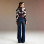 Damen High-Waist Weitbeinerhosen mit angesagtem Aufnäher