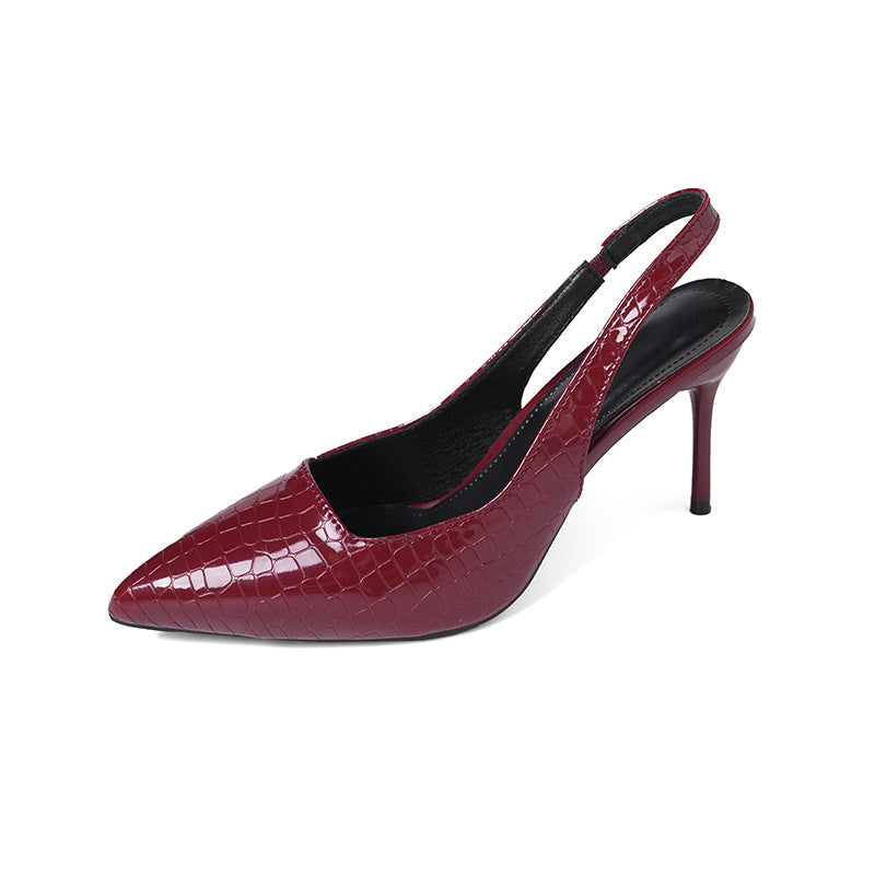 Damen Elegante Slingback-Pumps mit klassischem Krokodil-Design und hochflachem Absatz R&B