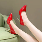 Damen Spitzen High Heels mit elegantem Krokodilleder-Design R&B