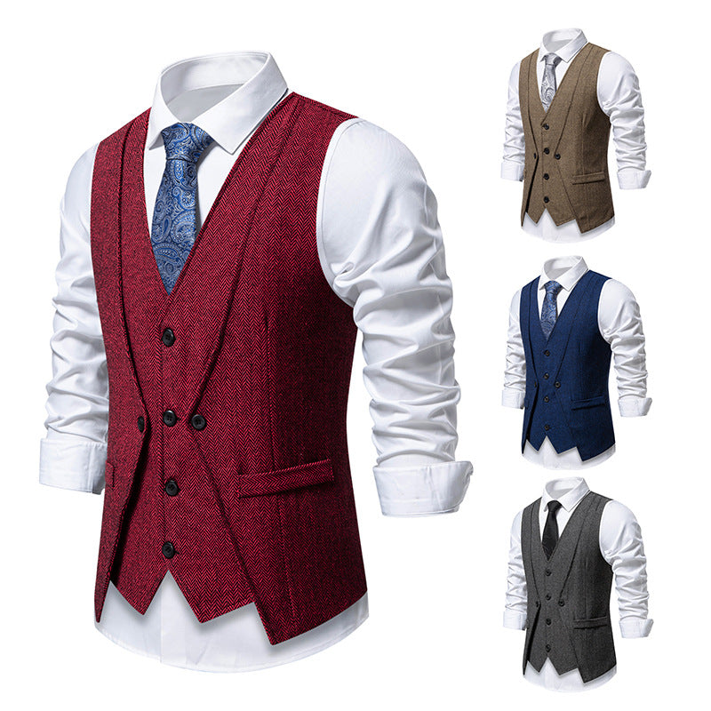 Herren elegante Anzugweste mit strukturiertem Hahnentritt R&B