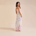 Damen Boho Maxikleid mit elastischem Oberteil und Spitzenakzenten R&B