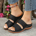 Damen komfortable Riemchen-Sandalen mit floralen Verzierungen R&B