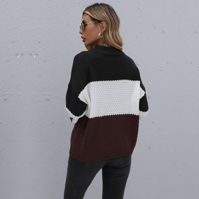 Damen Strickpullover im modernen Blockdesign R&B