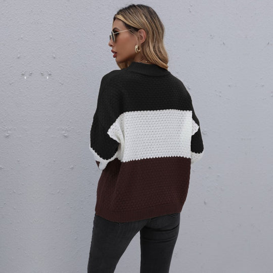 Damen Strickpullover im modernen Blockdesign R&B
