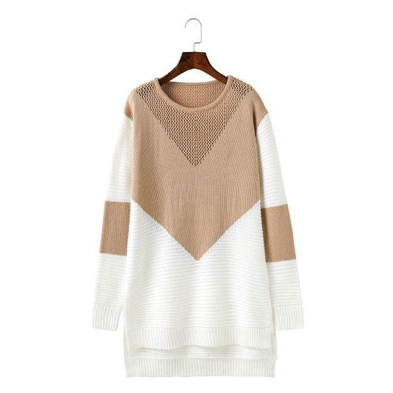 Damen Großer Strickpullover mit modernem geometrischen Design und atmungsaktiver Struktur R&B