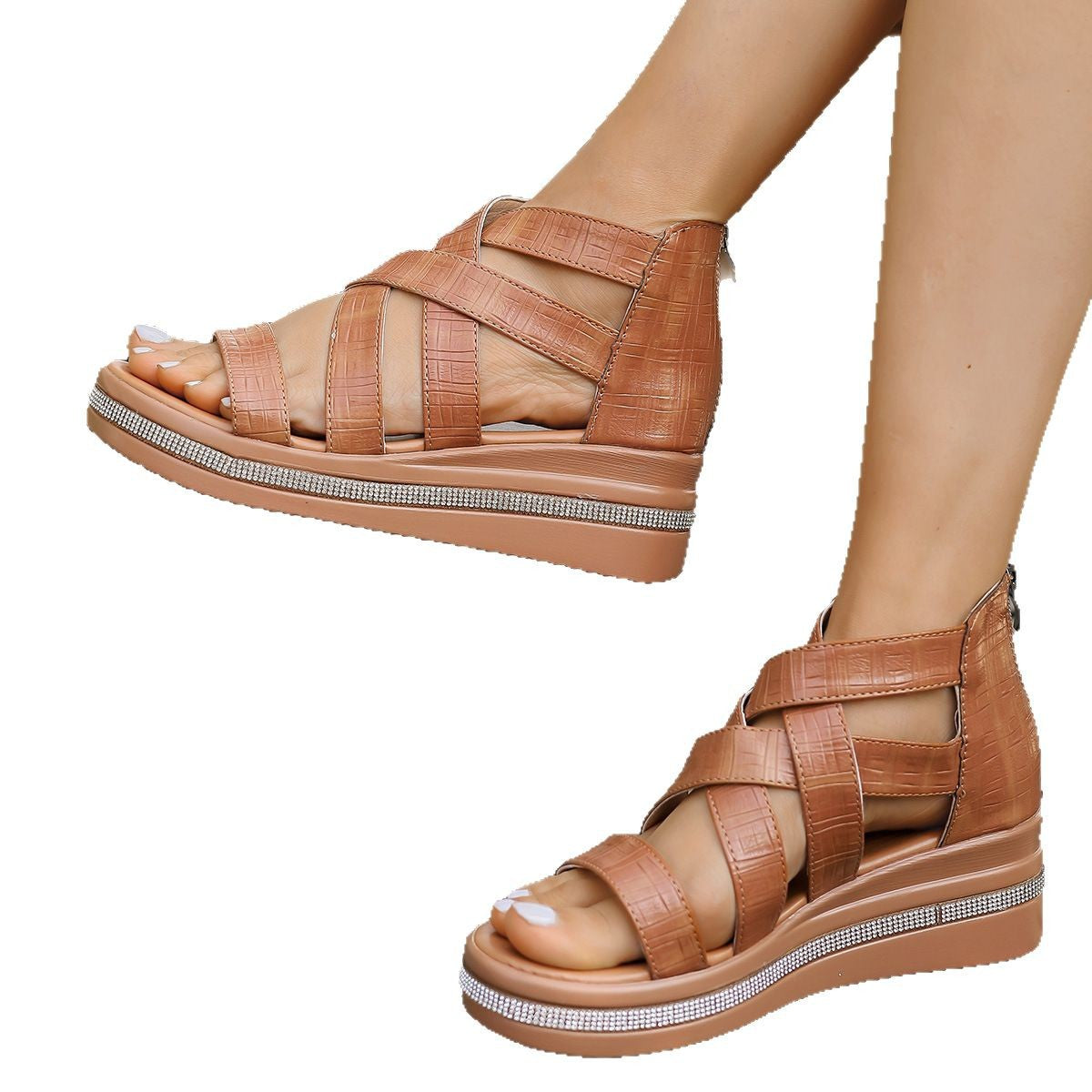Damen Wedge-Riemensandalen mit komfortablem Fußbett und modischem Design R&B
