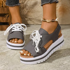 Damen sportliche Plateau-Sandalen mit atmungsaktivem Obermaterial und modischem Design R&B
