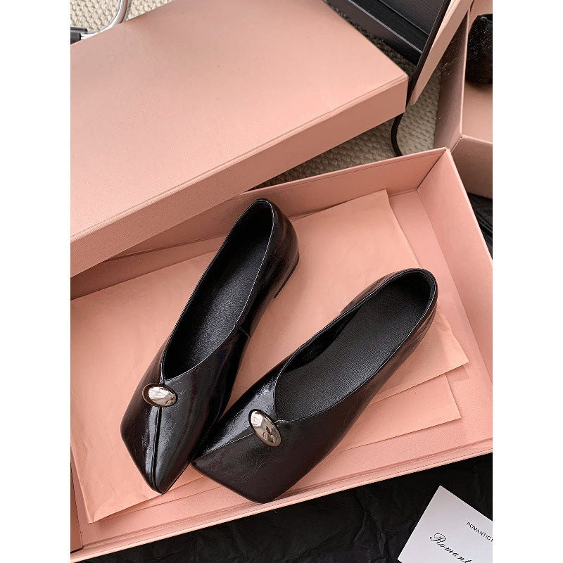 Damen Klassische Ballerinas mit modischem Knopf