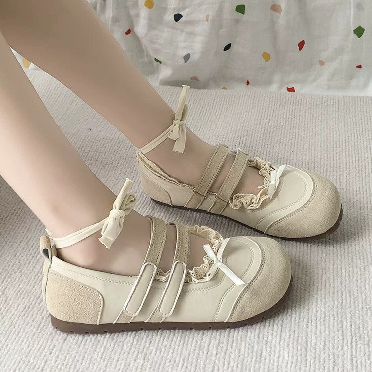 Damen Komfortable Ballerinas mit Doppelschlaufe R&B