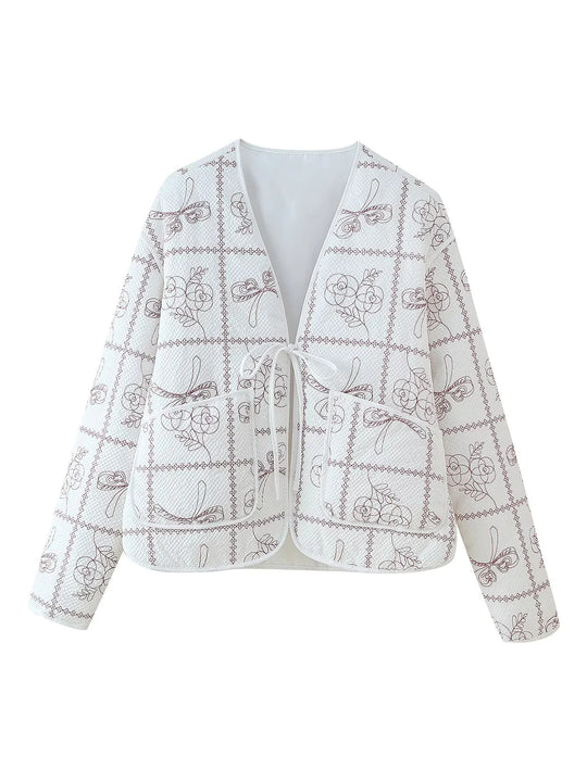 Damen Jacke mit floralem Muster und praktischen Taschen R&B