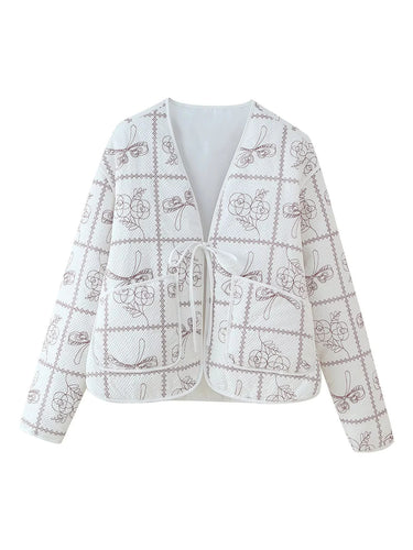 Damen Jacke mit floralem Muster und praktischen Taschen R&B