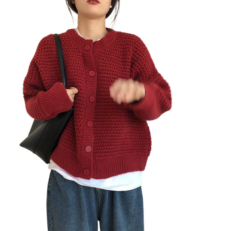 Damen Grobstrickjacke mit Knopfdetails und oversized Schnitt R&B