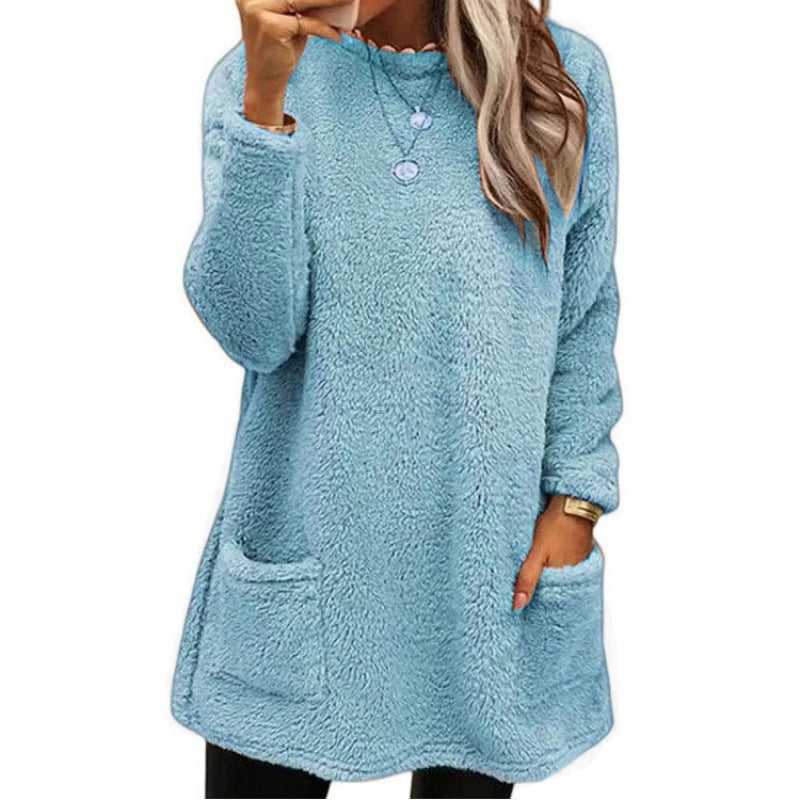 Damen Kuscheliger Fleece-Pullover mit weitem Schnitt und praktischen Taschen R&B