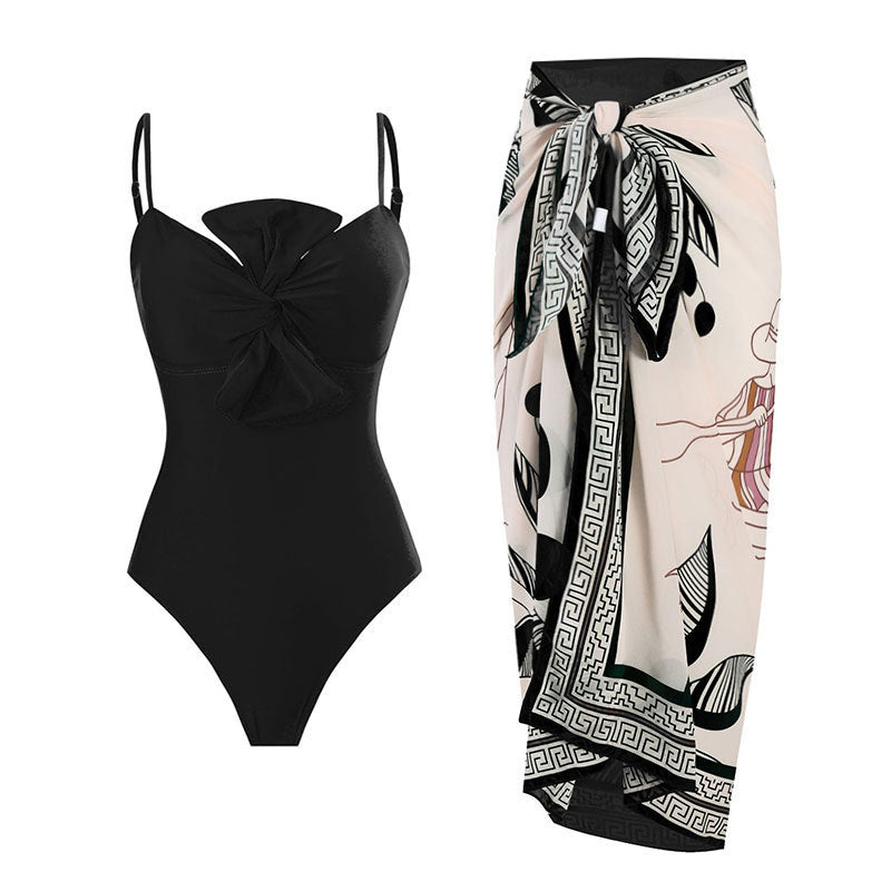 Damen Badeanzug mit elegantem Wickelrock R&B