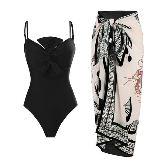 Damen Badeanzug mit elegantem Wickelrock R&B