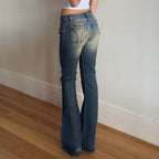 Damen Flared Jeans mit hohem Bund und schickem Used-Look R&B