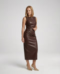 Damen Maxikleid Lederoptik figurbetont