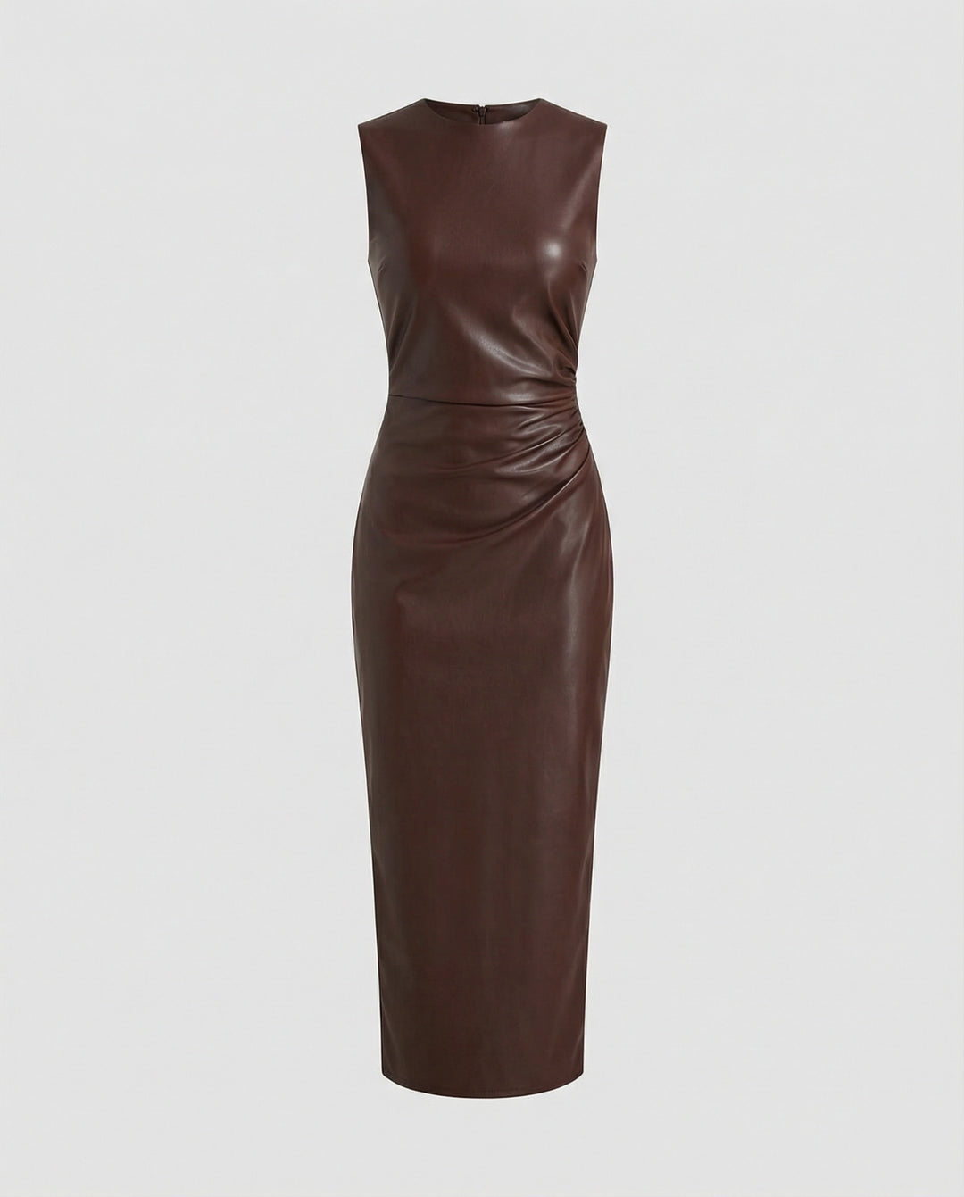 Damen Maxikleid Lederoptik figurbetont