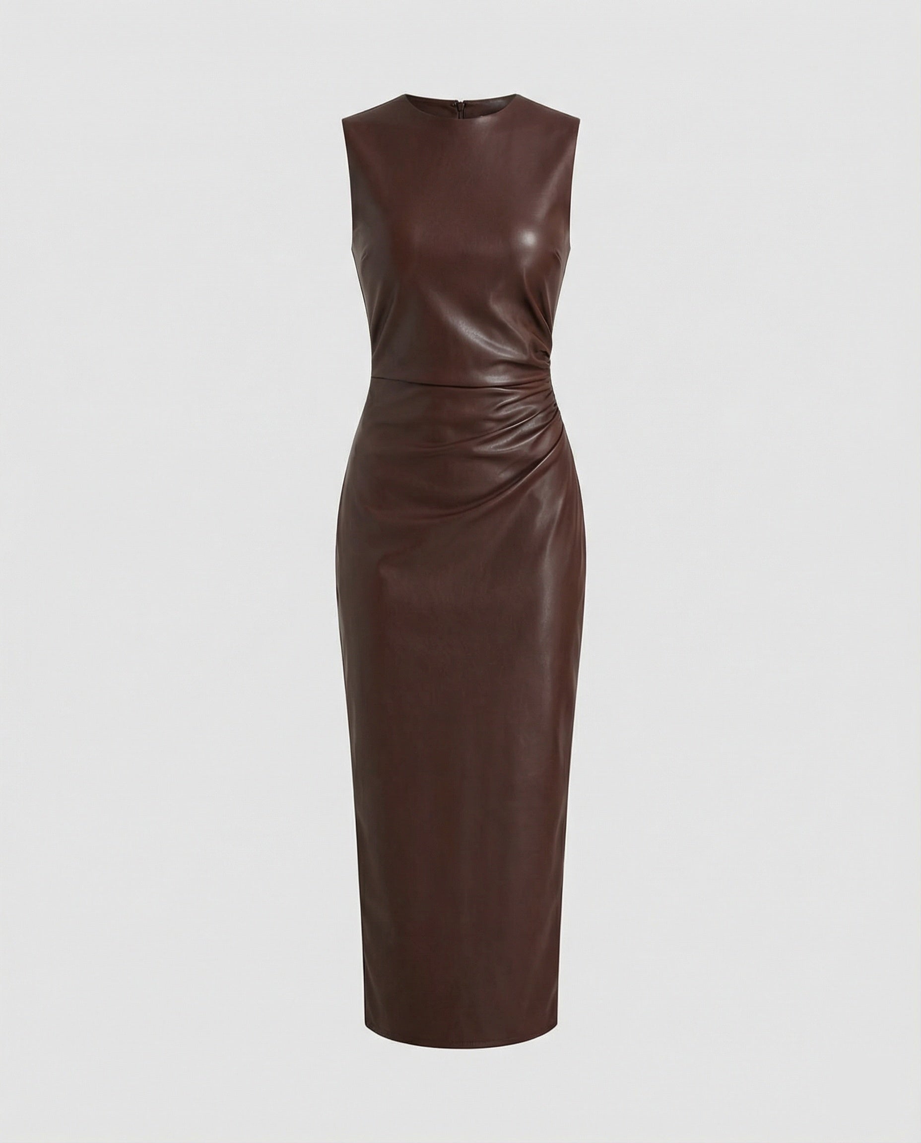 Damen Maxikleid Lederoptik figurbetont