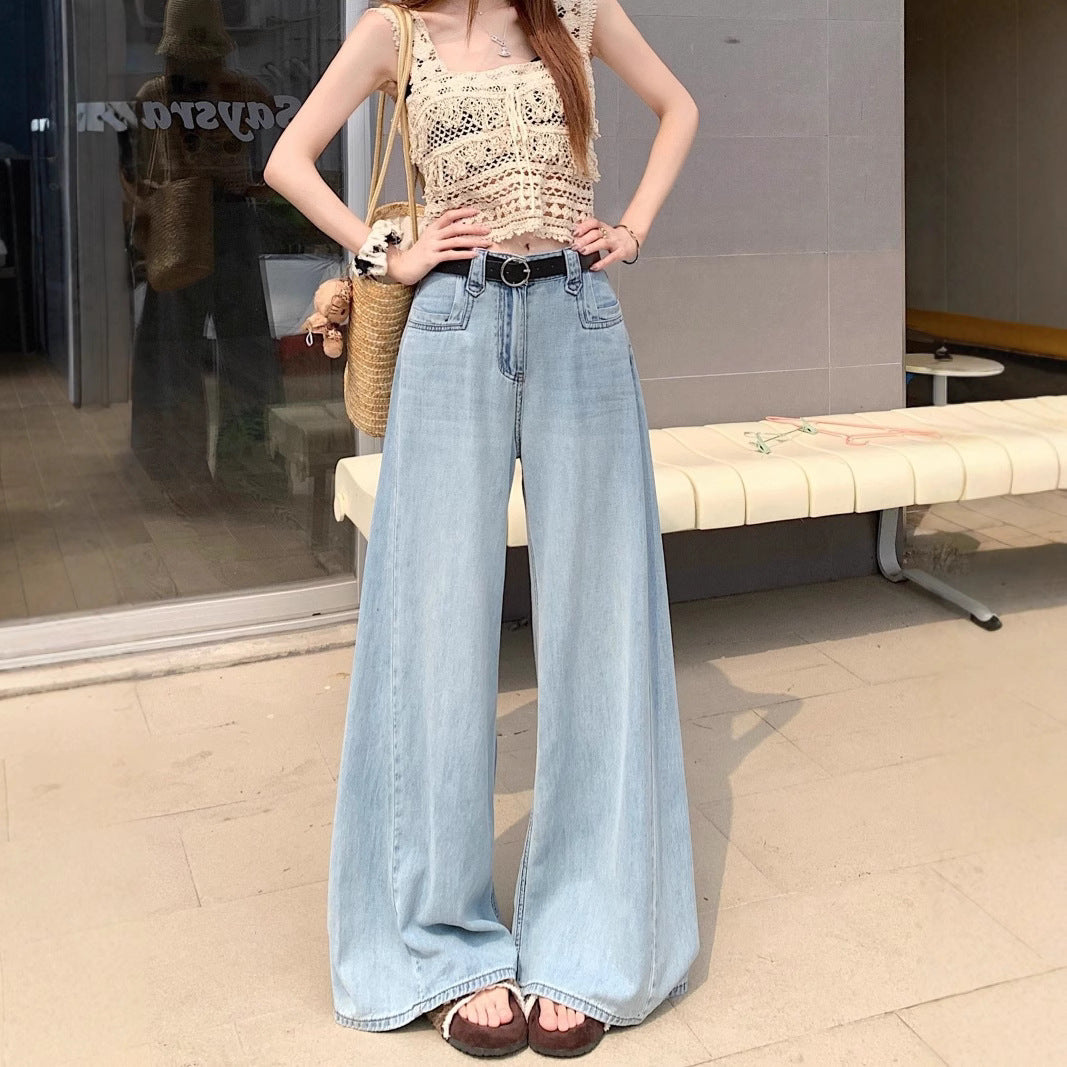 Damen Weit geschnittene Jeans mit hohem Bund und modernen Details R&B