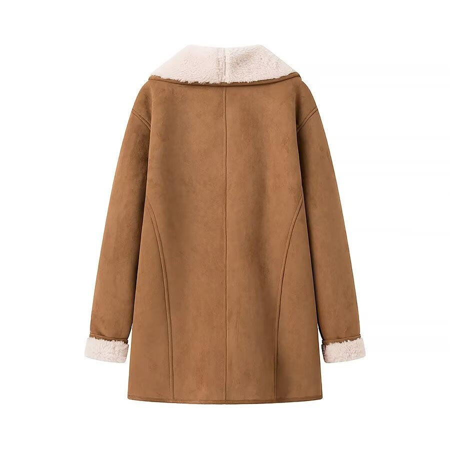 Damen lässiger Mantel mit extra weichem Futter und Knopfleiste R&B