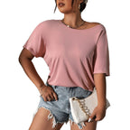 Damen lässiges Oberteil mit schickem Schulterdesign und weichem Material R&B