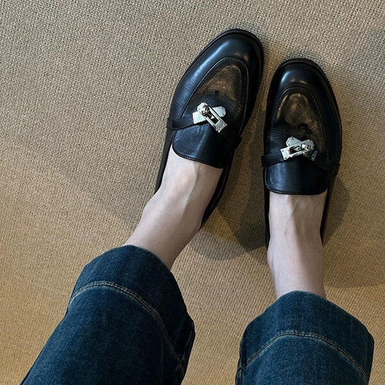 Damen elegante Loafer mit modischen Schnallenakzenten R&B