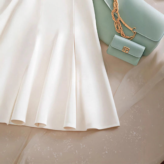Damen Eleganter Midirock mit Knopfdetails und schwingendem Saum R&B