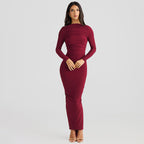 Damen Elegantes langes Kleid mit raffiniertem Raffungseffekt