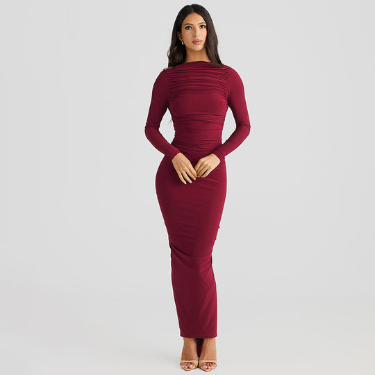Damen Elegantes langes Kleid mit raffiniertem Raffungseffekt R&B