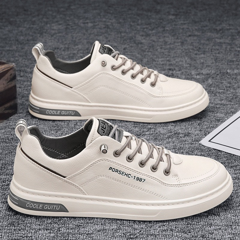Damen Leder Sneakers mit modischen Akzenten und dämpfendem Sohlenprofil
