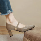Damen Elegante Mary Jane Pumps mit modischem Riemen und glänzendem Absatz