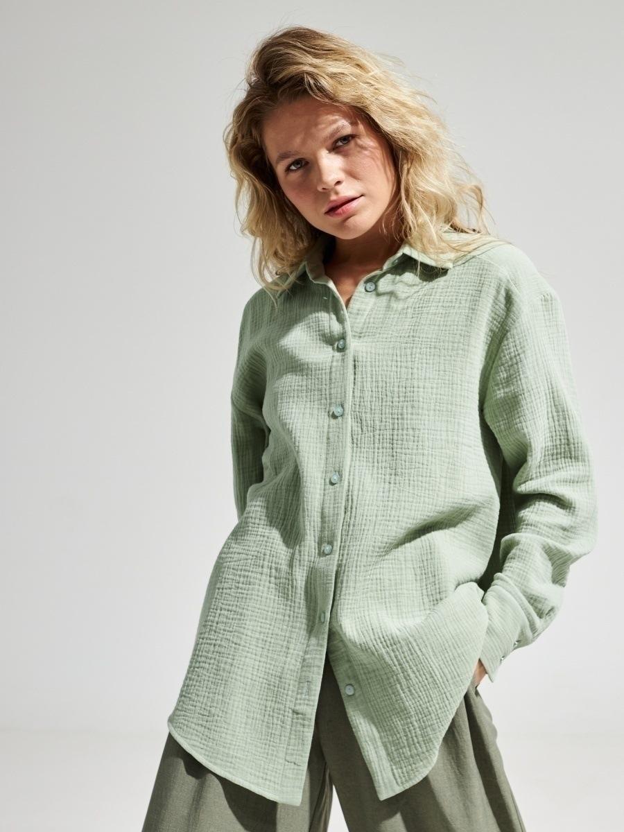Damen Lässige Bluse im leichten Karo-Design mit langem Arm R&B