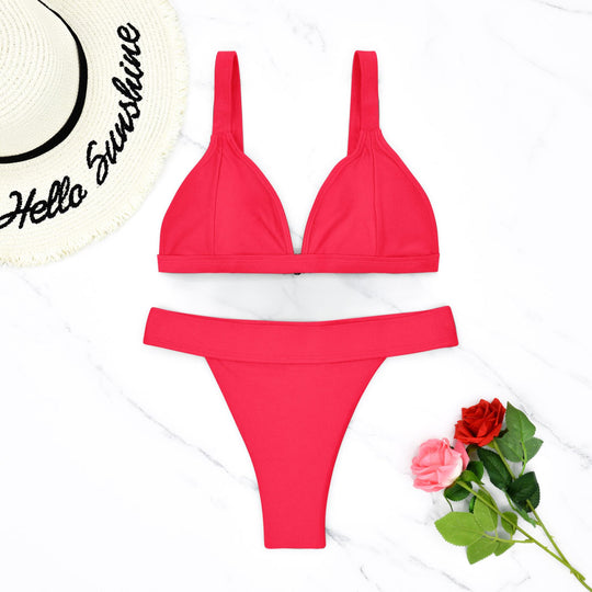 Damen Triangel-Bikini mit floralem Muster und verstellbaren Trägern R&B