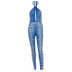 Damen Bodycon Jumpsuit mit tiefem V-Ausschnitt und exklusivem Muster R&B