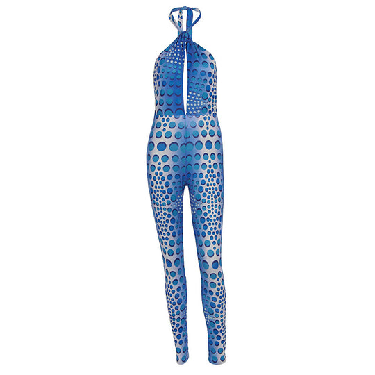 Damen Bodycon Jumpsuit mit tiefem V-Ausschnitt und exklusivem Muster R&B