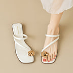 Damen elegante Zehentrenner-Sandalen mit modischem Riemendesign und Glanzakzent