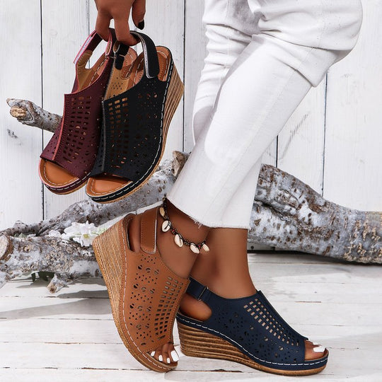 Damen Wedge-Sandalen mit luftiger Perforation und anatomischem Fußbett R&B