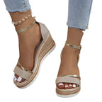 Damen Wedgesandalen mit Glitzer