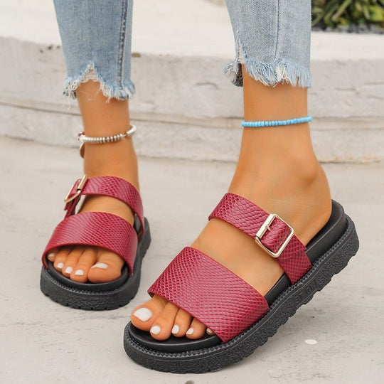 Damen Riemchen-Sandalen mit gepolstertem Fußbett und modischen Schnallen R&B