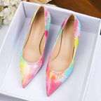 Damen spitze High Heels mit buntem Schlangen-Design R&B
