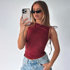 Damen asymmetrisches Top mit Raffung R&B
