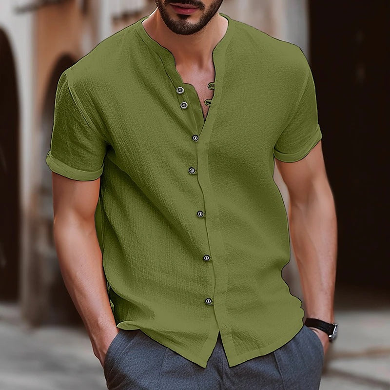 Herren lässiges Kurzarmhemd mit Knopfdetails R&B