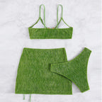 Damen Triangel-Bikini-Set mit Rüschendesign und modischem Rock R&B