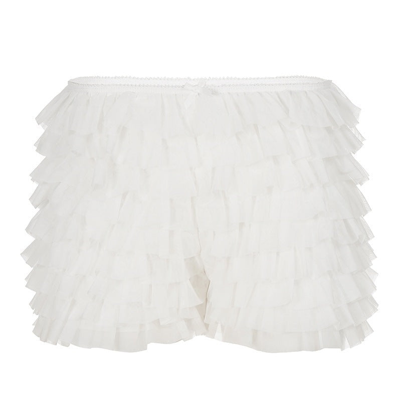 Damen Rüschen-Shorts mit elastischem Bund und verspieltem Design R&B