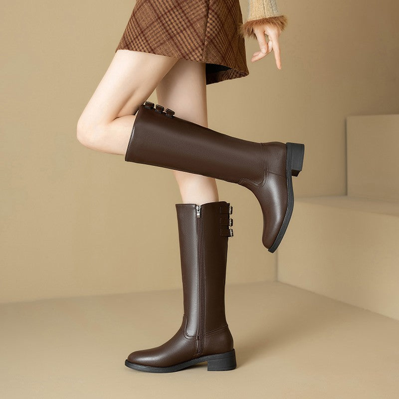 Damen Stiefel mit modischen Schnallen und praktischem Reißverschluss R&B